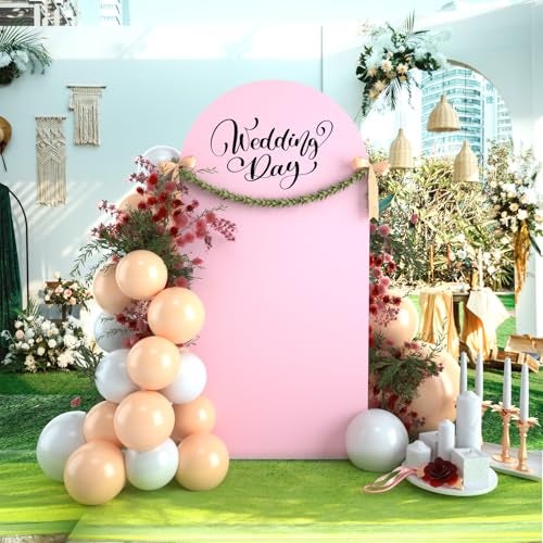 bricia Wedding Arch Backdrop Stand Cover, 7.2FT Double Sided Stretchy Arch Cover Fitted Wedding Birthday Party Banquet Decoration (Pink 86.4''Lx48''W) - Image 5