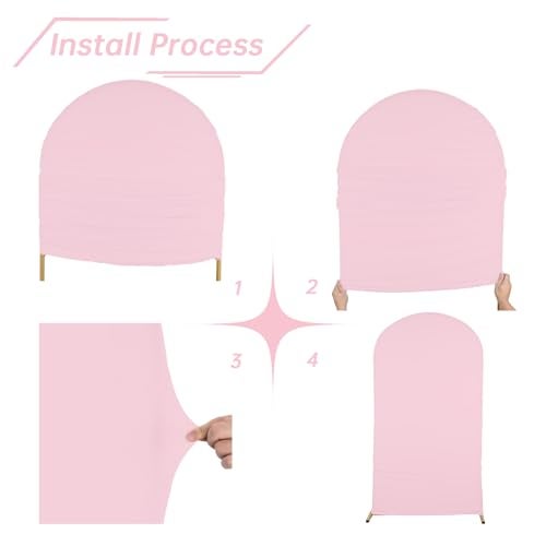 bricia Wedding Arch Backdrop Stand Cover, 7.2FT Double Sided Stretchy Arch Cover Fitted Wedding Birthday Party Banquet Decoration (Pink 86.4''Lx48''W) - Image 3