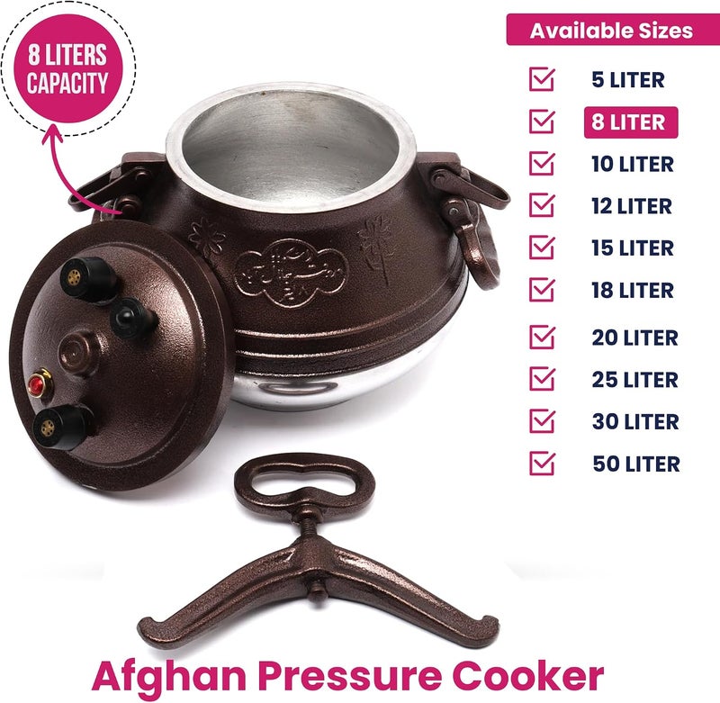 AsolBD General compatible design Afghan Pressure Cooker Heavy Duty Dual Handles Cookware for Camping, Kitchenware Cooking Made Easy and Faster, Multi-functional Usage (8 LITERS) Cleaner resistant - Image 2