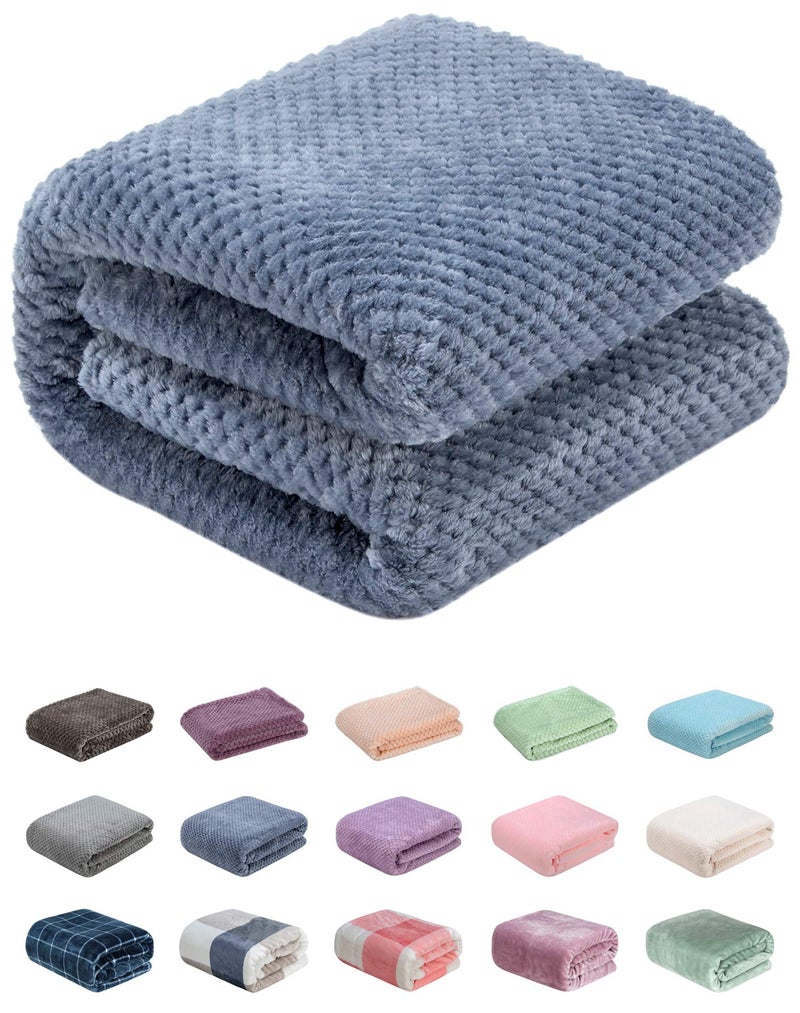 Fuzzy Throw Blanket Plush Fleece Blankets for Adults Toddler Boys and Girls Warm Soft Blankets and Throws for Bed Couch Sofa Travel and Outdoor Camping Throw50x70 LSmoked Blue