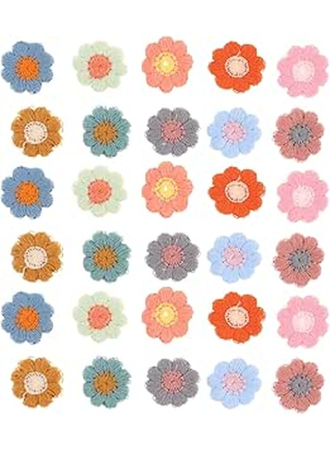 50Pcs 18mm Daisy Floral Iron On Embroidered Patches For Clothes Bags DIY Craft Decoration - Image 1