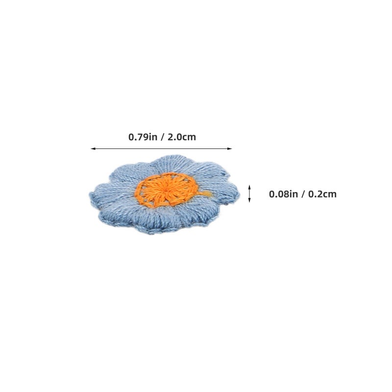 50Pcs 18mm Daisy Floral Iron On Embroidered Patches For Clothes Bags DIY Craft Decoration - Image 3