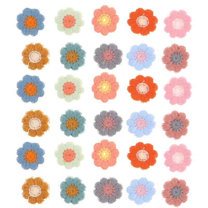 50Pcs 18mm Daisy Floral Iron On Embroidered Patches For Clothes Bags DIY Craft Decoration - Image 2