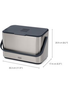 Joseph Joseph Joseph Joseph Collect 1.06 Gallon Stainless Steel Food Compost Bin with Handle, Removable Inner Bucket and Bin Liners Storage, Includes Odor Filter and 3X Bin Liners  - Image 5