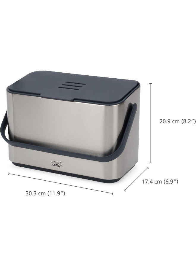 Joseph Joseph حاوية سماد الطعام من جوزيف جوزيف سعة 1.06 جالون من الفولاذ المقاوم للصدأ مع مقبض، دلو داخلي قابل للإزالة وحقائب تخزين، تشمل فلتر رائحة و3 حقائب تخزين - Image 5