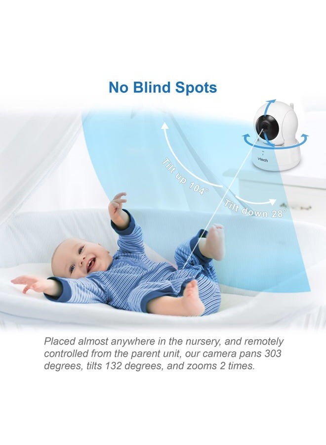 vtech VM923 Baby Monitor, 2.8” Screen, Pan-Tilt-Zoom, 1000ft Long Range, Night Vision, 2-Way Audio, Temperature Sensor, Lullabies, Secure Transmission No WiFi - Image 3