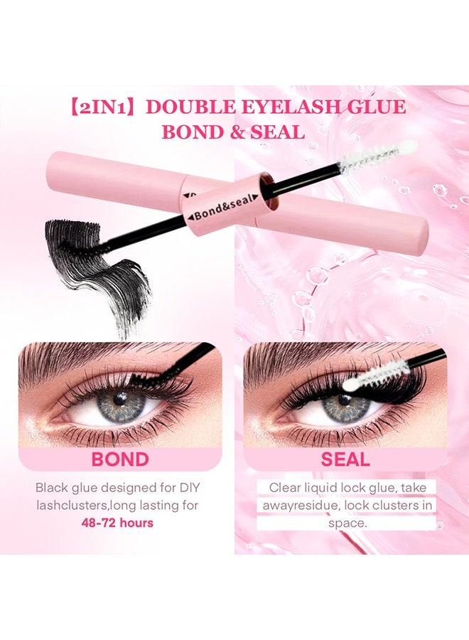 Happy D Single Lashes, Cluster Lashes, DIY Lashes, Natural Makeup Look, 40D Effect, Black Individual False Eyelashes with Dual-Ended Glue, Tweezers, and Eyelash Brush - Image 2