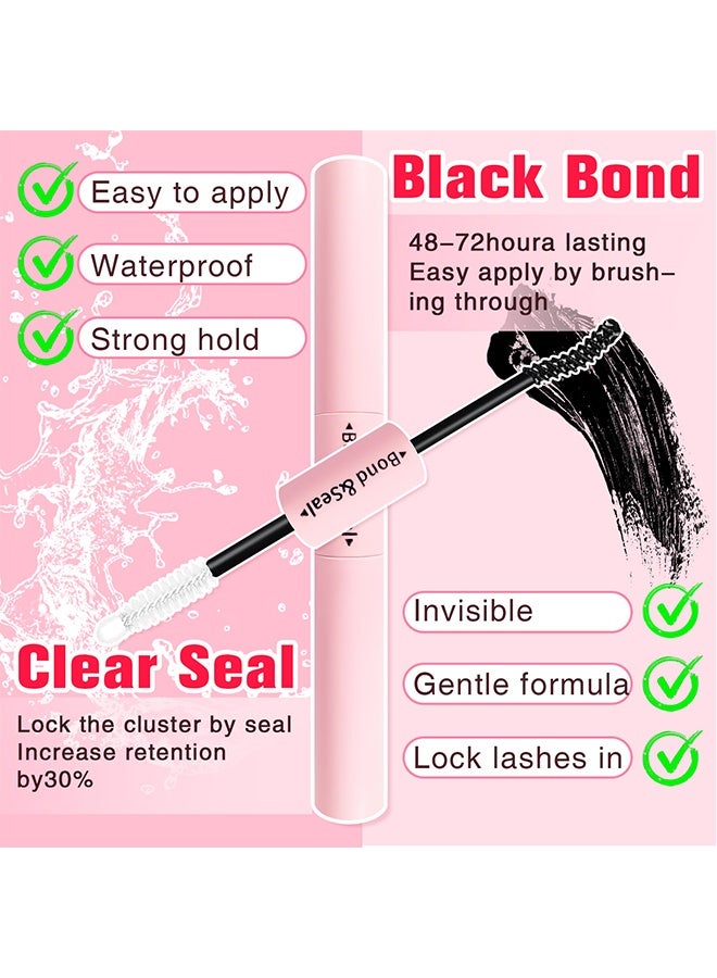 Happy D Single Lashes, Cluster Lashes, DIY Lashes, Natural Makeup Look, 40D Effect, Black Individual False Eyelashes with Dual-Ended Glue, Tweezers, and Eyelash Brush - Image 5