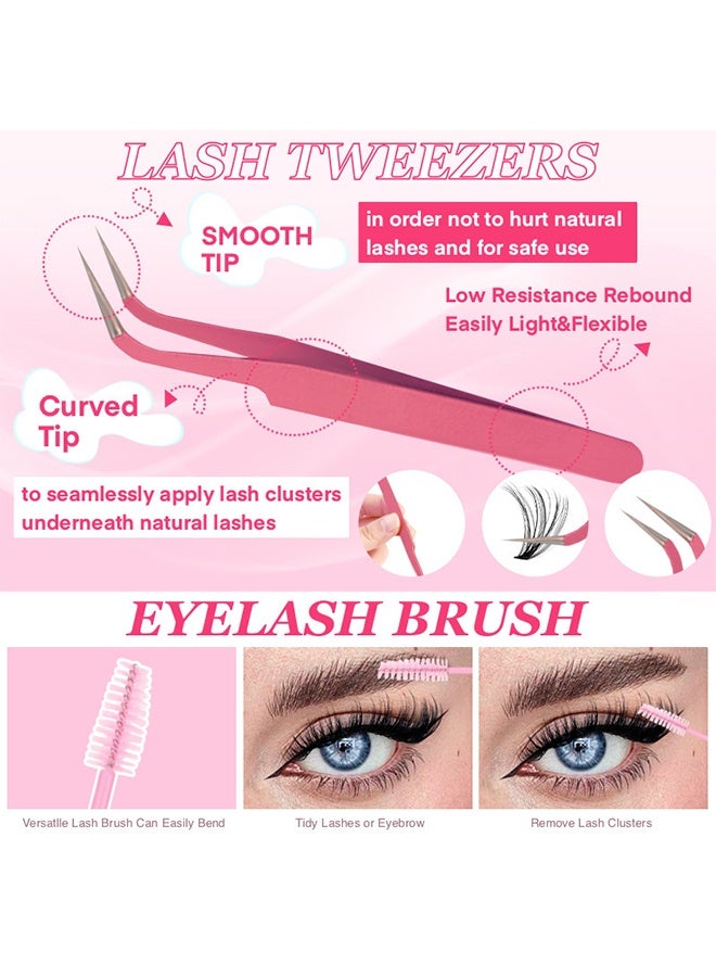 Happy D Single Lashes, Cluster Lashes, DIY Lashes, Natural Makeup Look, 40D Effect, Black Individual False Eyelashes with Dual-Ended Glue, Tweezers, and Eyelash Brush - Image 4