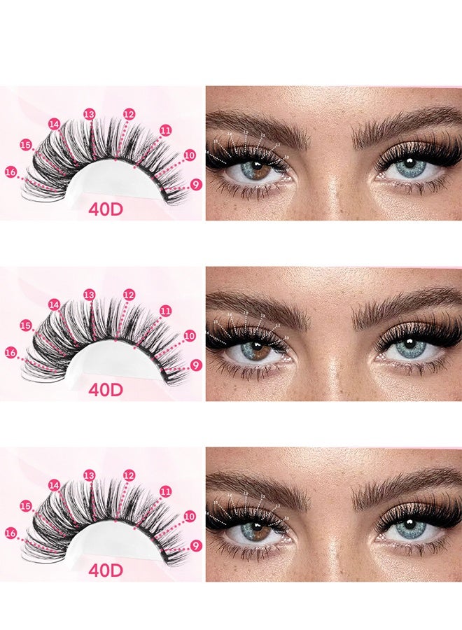 Happy D Single Lashes, Cluster Lashes, DIY Lashes, Natural Makeup Look, 40D Effect, Black Individual False Eyelashes with Dual-Ended Glue, Tweezers, and Eyelash Brush - Image 3