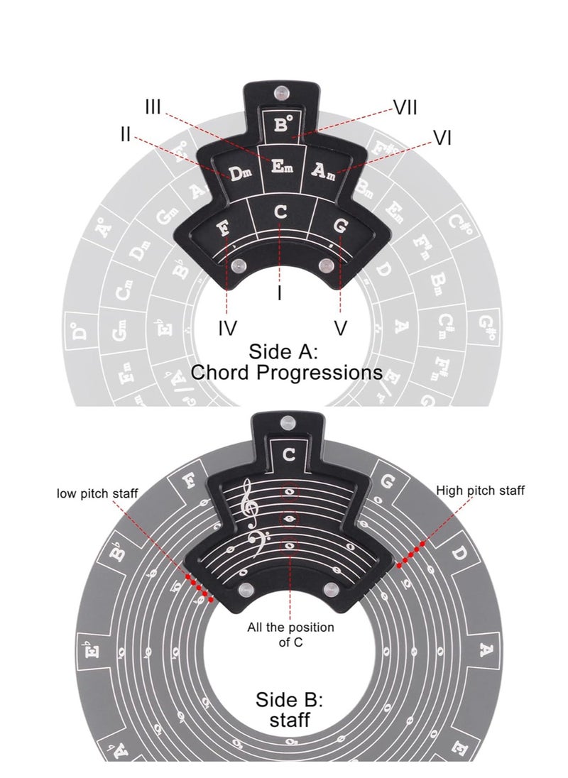 Generic - Metal Melody Tool - Circular Circle of Fifths Chord Wheel for Musicians and Songwriters, Music Transposition Accessory, Educational Music Theory Tool for Learning Chords and Melodies. - Image 1