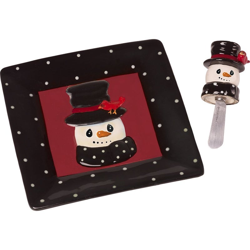 Precious Moments Snow Much Fun by Precious Moments 171476 Set2 Snowman Cheese Plate Spreader
