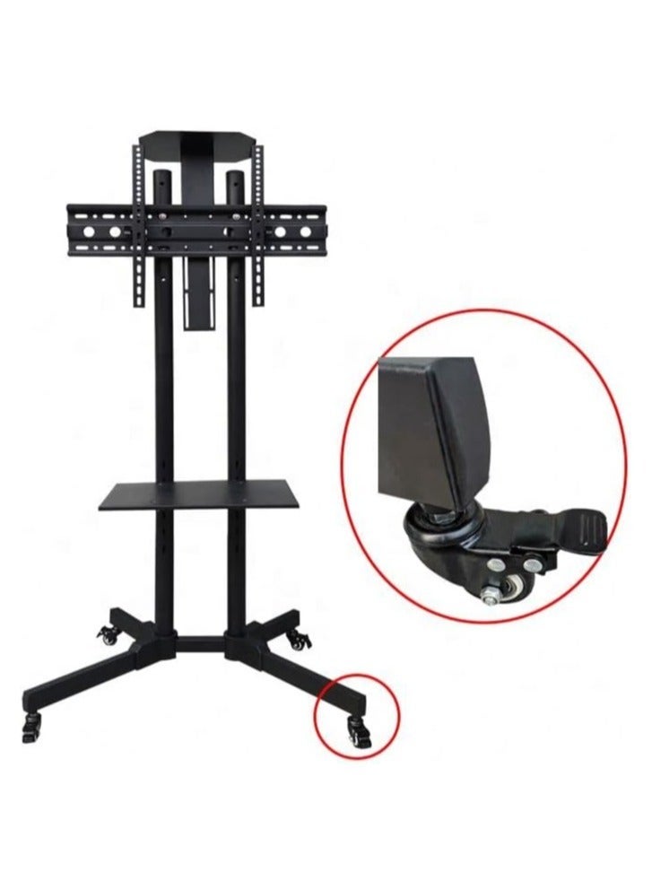 Mobile TV Stand, TV Cart with Mount on Lockable Wheels and 2 Trays for 32-65inch LED and LCD Screen (32-65in with 2 trays)