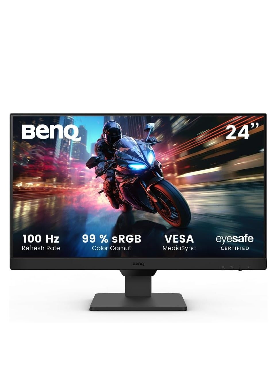 24 inch 100Hz Gaming Computer Monitor FHD 1920x1080p | IPS | Eye-Care Tech | Low Blue Light | Anti-Glare | Adaptive Brightness | Built-in Speakers | DisplayPort | HDMI x 2 I GW2490 Black/Noir