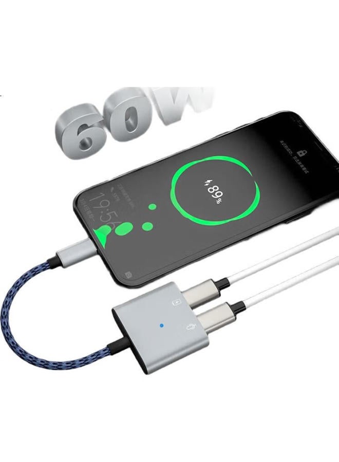 Jowoye Apple 16 Adapter, Microphone, Xiaomi Type-C, Huawei Phone Converter Sound Card, Ipad Pro/Air4 Fast Charging 60W, Gaming Headset, Voice Conversion Cable - Image 3