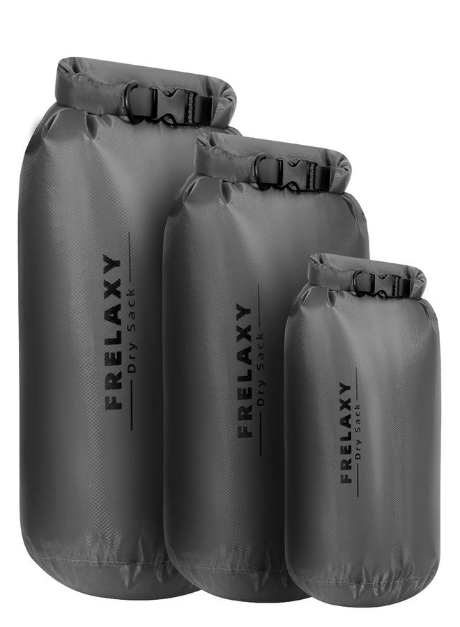Frelaxy Waterproof Dry Bag 2 Pack/3 Pack, Lightweight Portable Dry Bags, 5L & 15L & 25L Durable Dry Sack Set Keep Gear Dry for Hiking, Camping, Boating, Backpacking, Kayaking (3 Pack - Gray) - Image 1