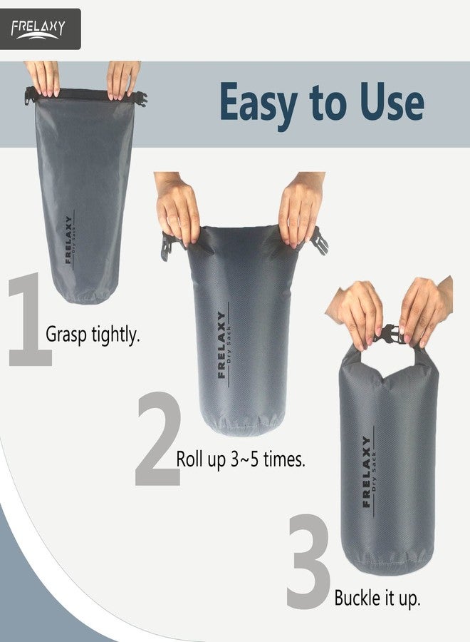 Frelaxy Waterproof Dry Bag 2 Pack/3 Pack, Lightweight Portable Dry Bags, 5L & 15L & 25L Durable Dry Sack Set Keep Gear Dry for Hiking, Camping, Boating, Backpacking, Kayaking (3 Pack - Gray) - Image 5