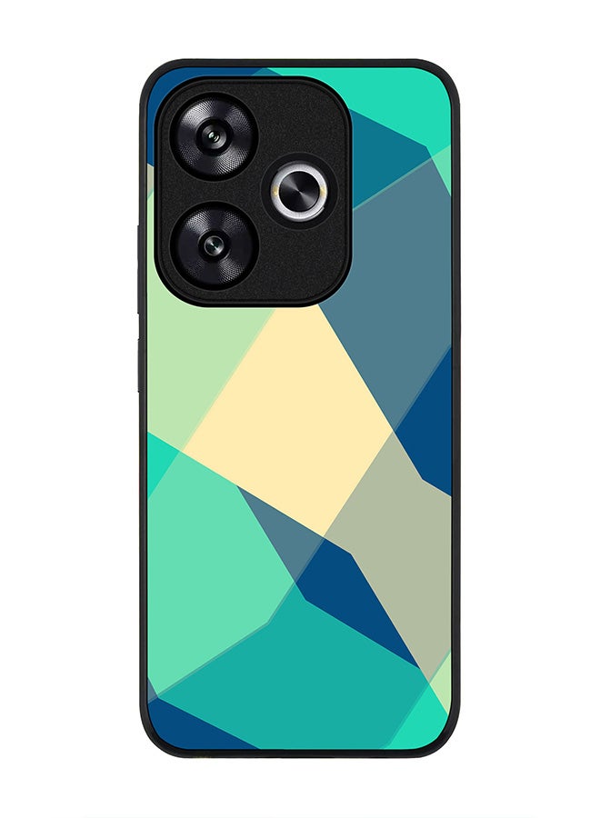 Stylizedd Rugged Black edge case for Xiaomi Poco F6 / Xiaomi Redmi Turbo 3, Slim fit Soft Case Flexible Anti Drop TPU Gel Thin Cover -  Checkered Aqua - Image 1