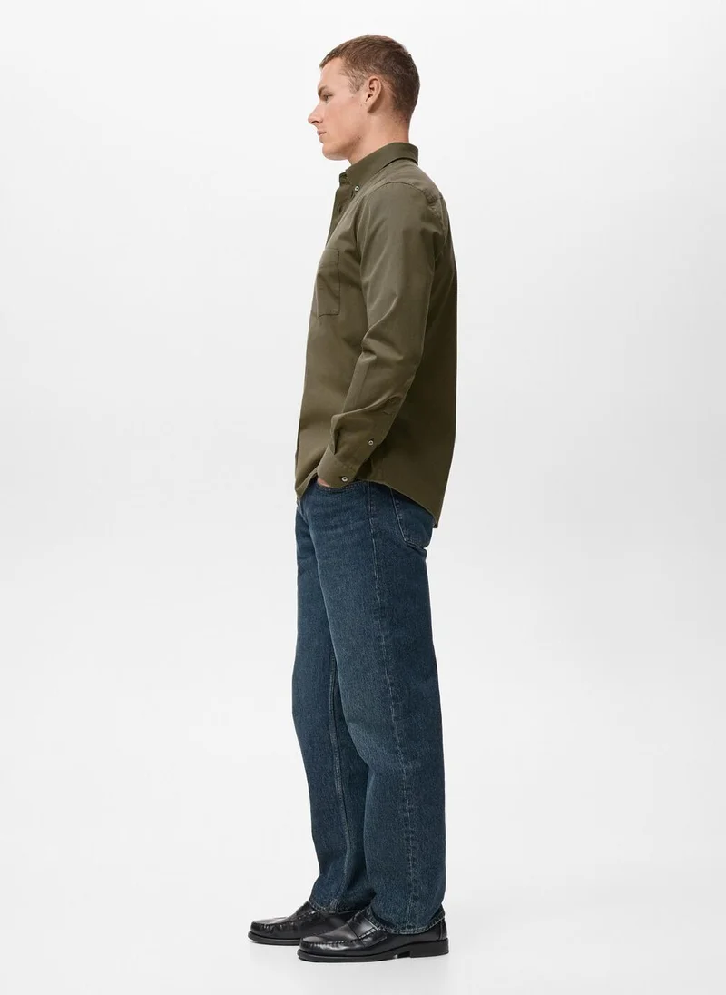 Mango Man cotton regular fit pocket shirt