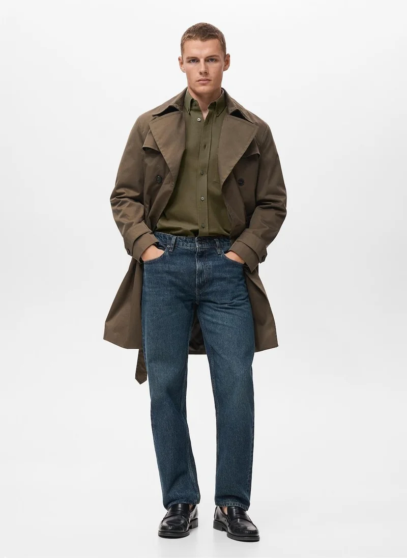Mango Man cotton regular fit pocket shirt