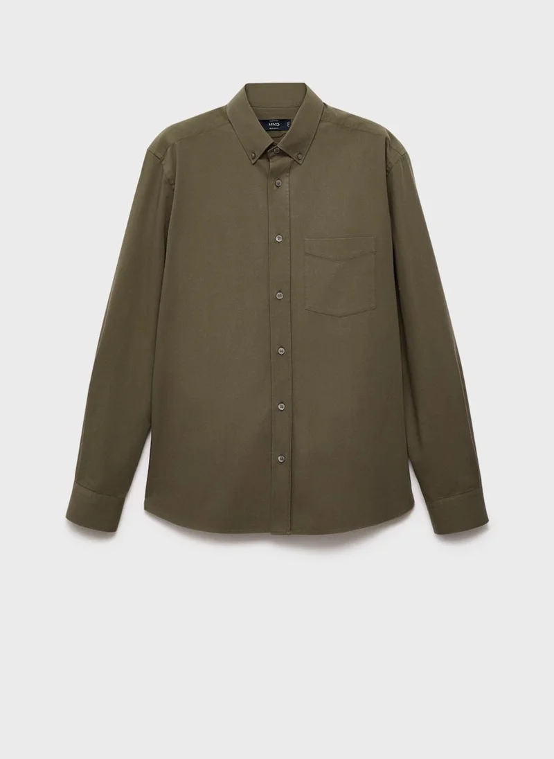 Mango Man cotton regular fit pocket shirt