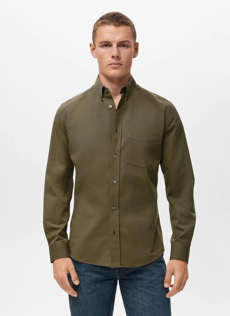 Mango Man cotton regular fit pocket shirt
