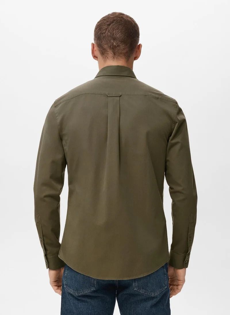 Mango Man cotton regular fit pocket shirt