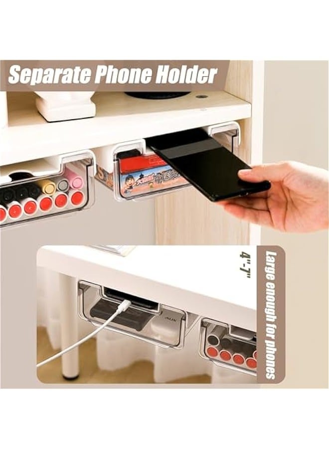 ميكسد حزمة سحب درج تحت المكتب - كبيرة ومتوسطة - تركيب بالحفر أو اللاصق - تنظيم وتخزين أسفل المكتب - منظم درج تحت الطاولة للمنزل والمكتب والمدرسة - Image 2