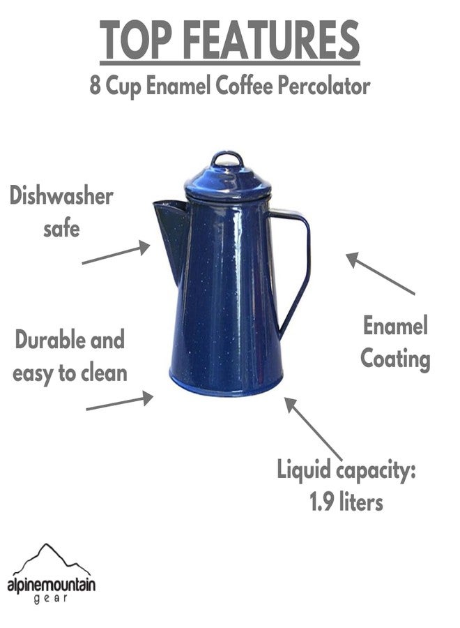 Alpine Mountain Gear 8 Cup Camping Enamel Coffee Percolator Made by Caddis Sports - Image 3