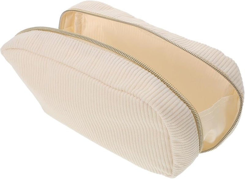 Corduroy Makeup Bag Portable Travel Cosmetic Organizer Pouch For Women Lightweight Toiletries Storage - Image 1