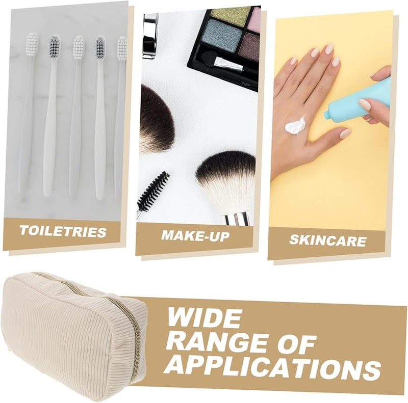 Corduroy Makeup Bag Portable Travel Cosmetic Organizer Pouch For Women Lightweight Toiletries Storage - Image 4