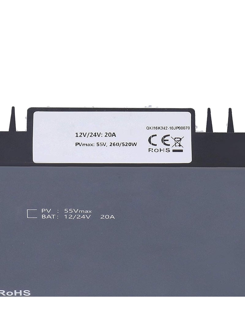 Solar Controller, MPPT Regulator, Auto Tracking Focus Waterproof with Bluetooth, 20A DC12/24V