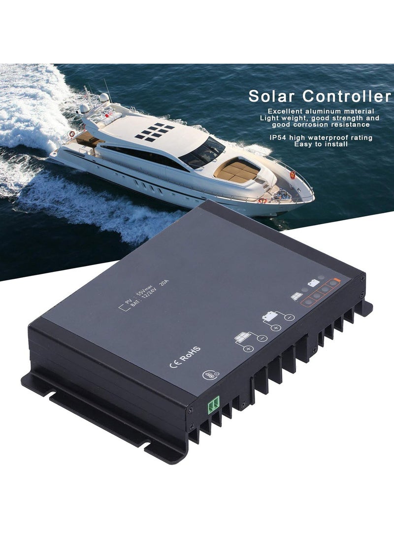 Solar Controller, MPPT Regulator, Auto Tracking Focus Waterproof with Bluetooth, 20A DC12/24V