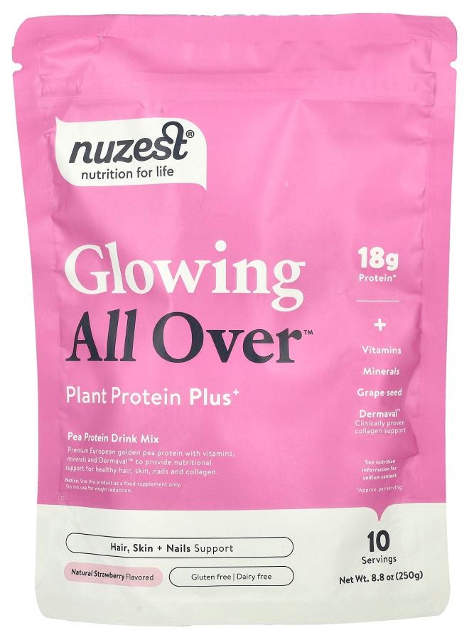 Nuzest Glowing All Over™ Plant Protein Plus+ Natural Strawberry 8.8 oz (250 g) - Image 1