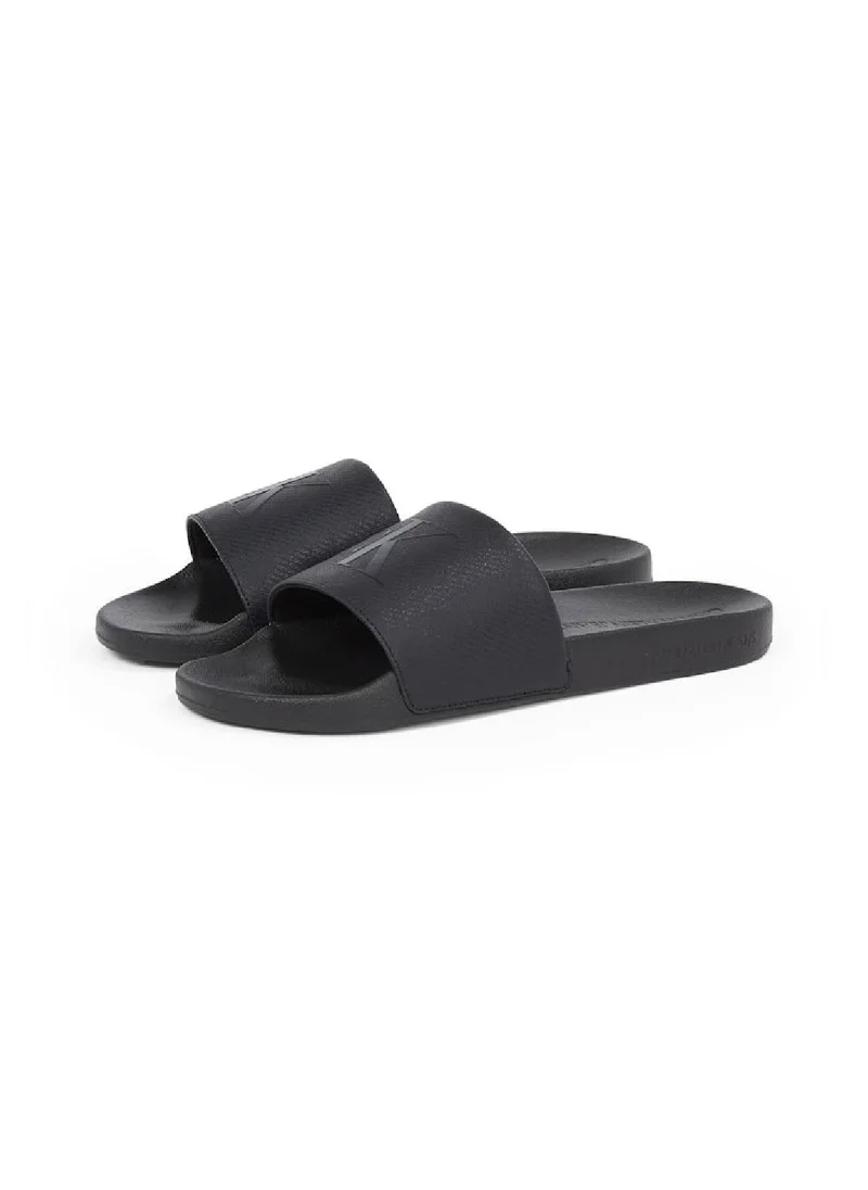 Calvin Klein Jeans Men's All Over Print Logo Slides  - Cotton, Black