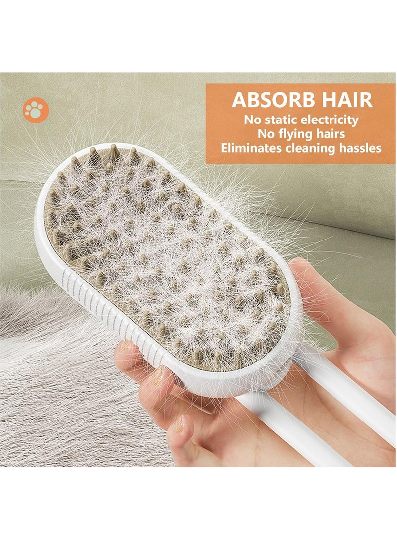 MileMelo 3-in-1 Steamy Brush for Cats & Dogs with Nail Clipper | Electric Deshedding Tool for Removing Tangles & Loose Hair | Portable Pet Grooming Kit for Shedding Control (White Brown)  - Image 4