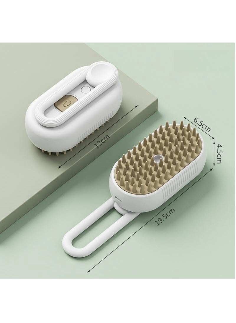MileMelo 3-in-1 Steamy Brush for Cats & Dogs with Nail Clipper | Electric Deshedding Tool for Removing Tangles & Loose Hair | Portable Pet Grooming Kit for Shedding Control (White Brown)  - Image 2