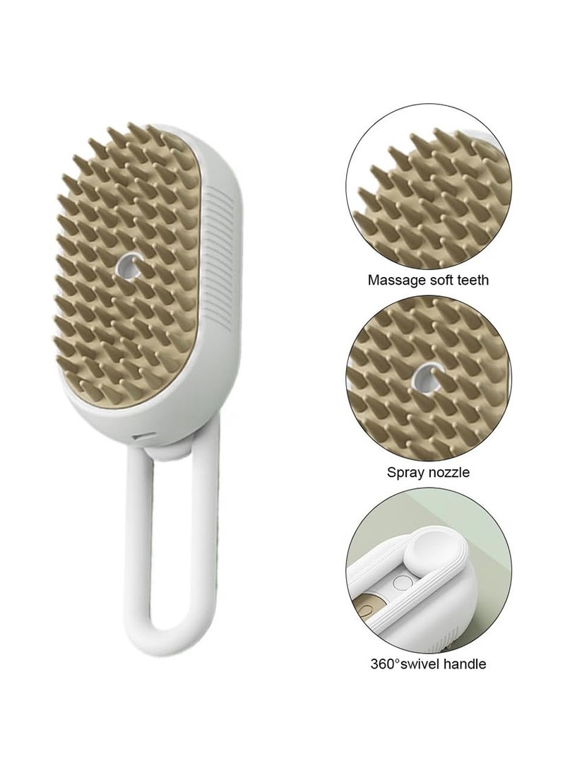 MileMelo 3-in-1 Steamy Brush for Cats & Dogs with Nail Clipper | Electric Deshedding Tool for Removing Tangles & Loose Hair | Portable Pet Grooming Kit for Shedding Control (White Brown)  - Image 3