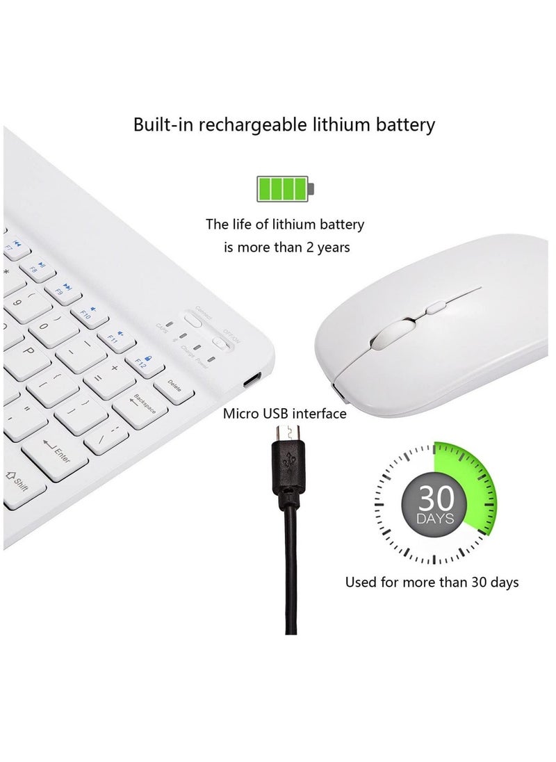 Generic - Ultra-Slim Bluetooth Keyboard and Mouse Combo Rechargeable Portable Wireless Keyboard Mouse Set for Apple iPad iPhone iOS 13 and Above Samsung Tablet Phone Smartphone Android Windows (White - Image 1
