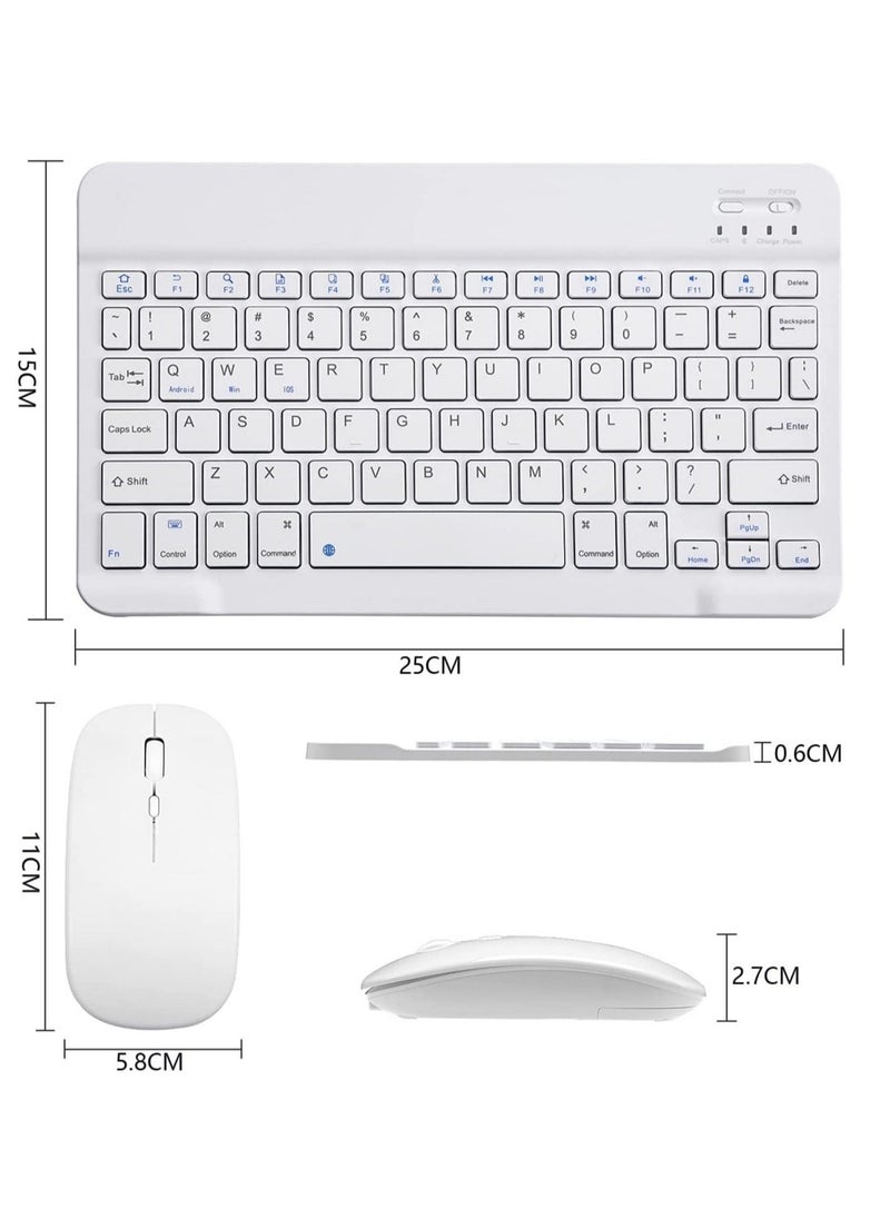 Generic - Ultra-Slim Bluetooth Keyboard and Mouse Combo Rechargeable Portable Wireless Keyboard Mouse Set for Apple iPad iPhone iOS 13 and Above Samsung Tablet Phone Smartphone Android Windows (White - Image 1
