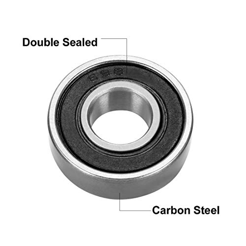 uxcell 698-2RS Deep Groove Ball Bearing Double Sealed 1180098, 8mm x 19mm x 6mm Carbon Steel Bearings (Pack of 20) - Image 2