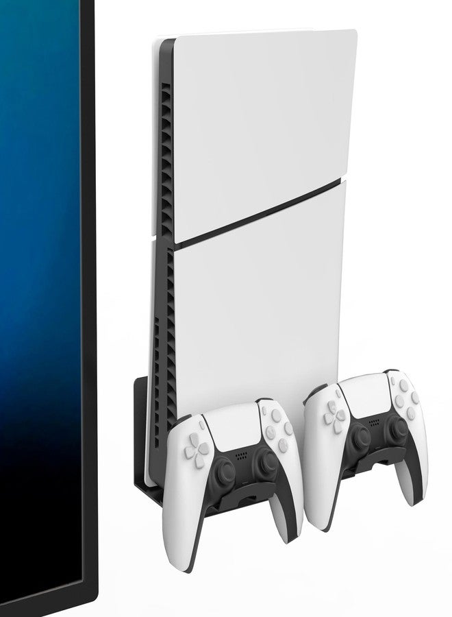Monzlteck Universal Game Console Wall Mount + 2 Controller Holders, Compatible with PS3, PS4 Pro/Slim, PS5 Slim/Pro, Xbox 360/One S/One X - Image 1