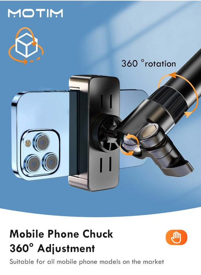 8 Inch Selfie Ring Light with Stand & 2 Phone Holder, Overhead Phone Mount with 58cm Stand,  3 Color Modes Adjustable Shooting Arm for Video Recording, Game