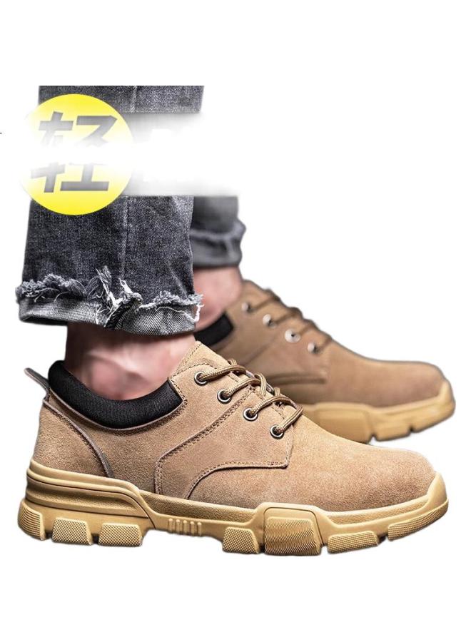 FUCHENG Men'S Breathable Steel Toe Anti-Smashing Anti-Piercing Wear-Resistant Cowhide Comfortable Work Safety Shoes 267 Size 45 - Image 1