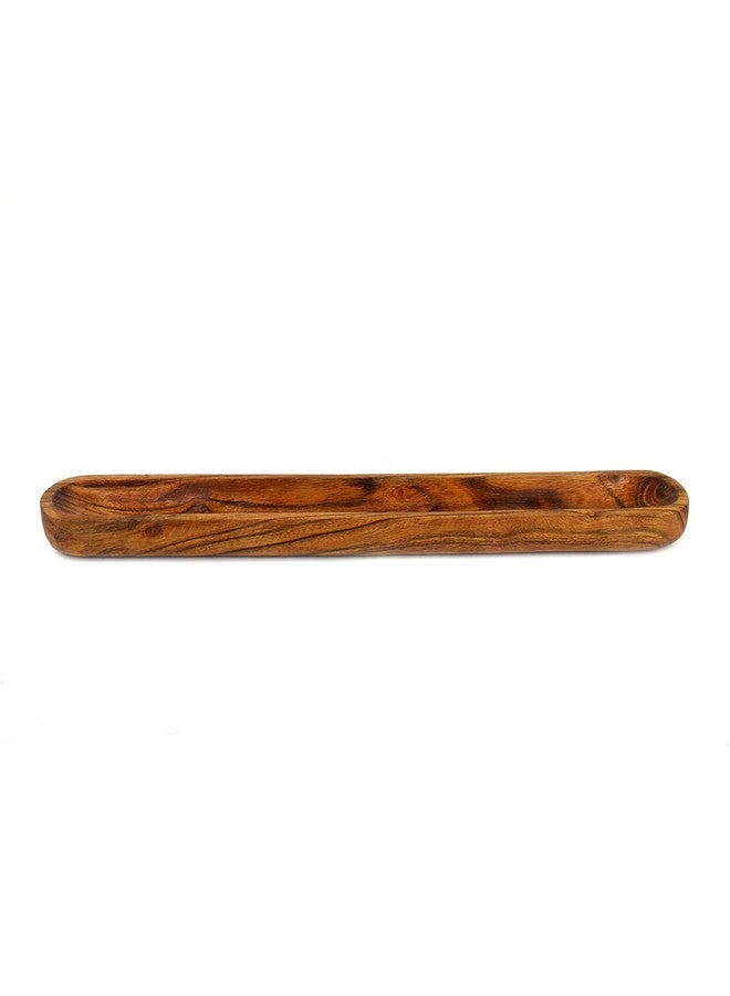 Kaizen Casa Hand-Carved Acacia Wood Long Olive Tray Canoe Style Perfect for Dinner Rolls, or as a Table Centerpiece - Image 2