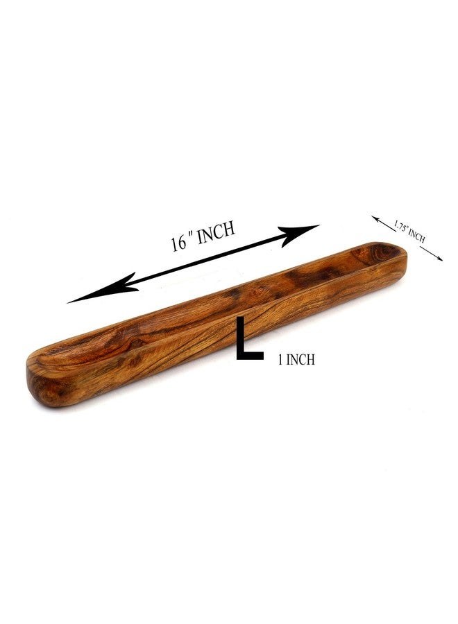 Kaizen Casa Hand-Carved Acacia Wood Long Olive Tray Canoe Style Perfect for Dinner Rolls, or as a Table Centerpiece - Image 4