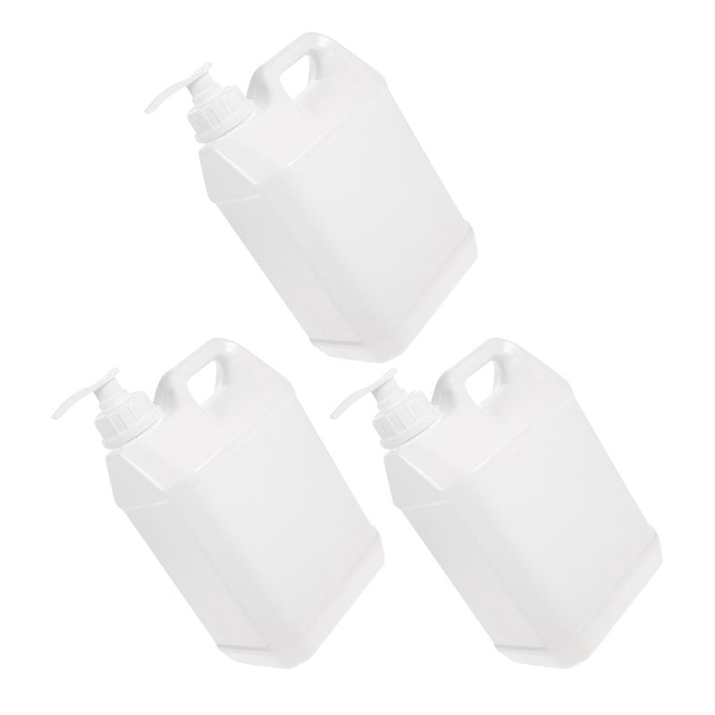 3pcs Pump Bottle Dispenser: Empty Refillable Pump Bottles 4L Bathroom Shower Containers for Lotion Shampoo White - Image 1
