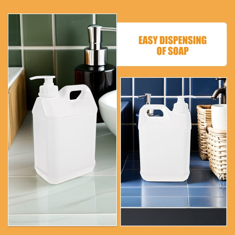 3pcs Pump Bottle Dispenser: Empty Refillable Pump Bottles 4L Bathroom Shower Containers for Lotion Shampoo White - Image 2
