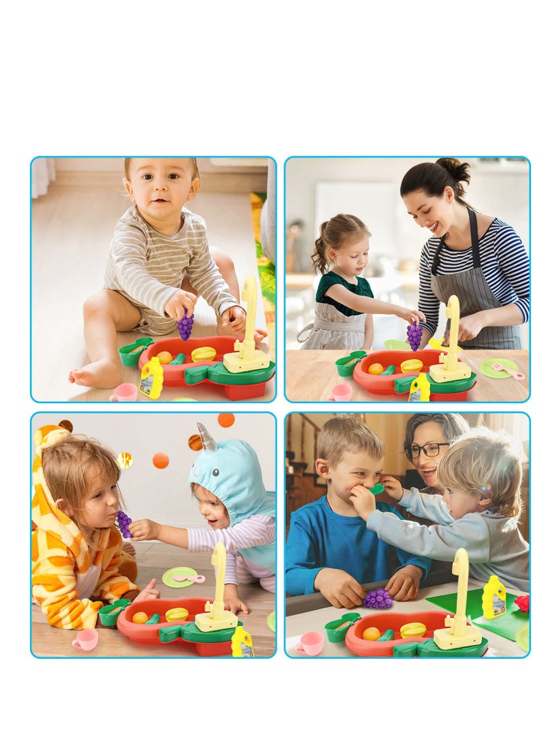 سيوسي ألعاب حوض المطبخ، مجموعة مطبخ غسيل الأطفال، لعبة لعب غسالة الأطباق الكهربائية مع نظام دورة المياه الجارية وإكسسوارات المطبخ، ألعاب لعب الأدوار للأولاد والبنات والأطفال، هدايا للأطفال - Image 5