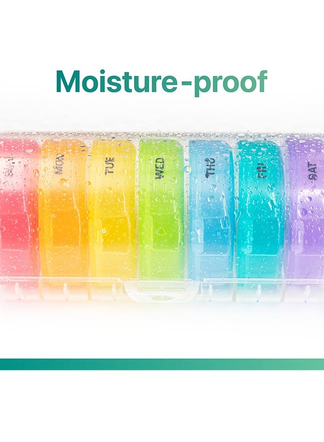 Weekly Pill Organizer 2 Times a Day, Travel Pill Box 7 Day, AM PM Twice a Day Pill Case, Portable Daily Vitamin Organizers for Medication, Vitamins, Fish Oil, Supplements (Clear) - Image 5